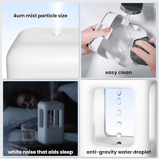 White Mini Plant Humidifier - Portable Desktop Cool Mist for Indoor Plants, Bedroom (0.6L, Auto Shut-Off)