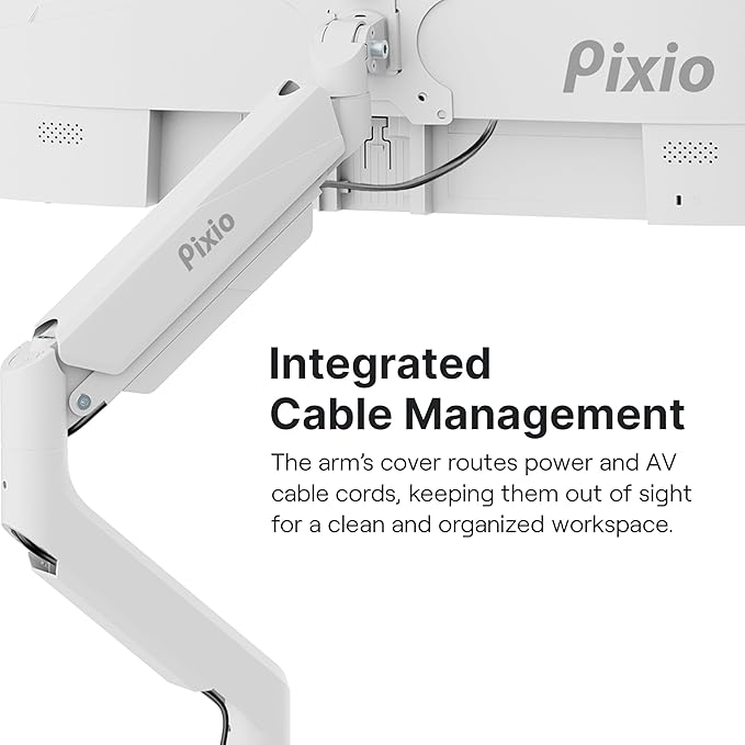 Pixio PS2D White Ultrawide Heavy-Duty Premium Dual Monitor Arm Stand Desk Mount - Fits up to 35 inches Two Monitors, Weights up to 33 lbs Each, Compatible with VESA 75x75mm 100x100mm
