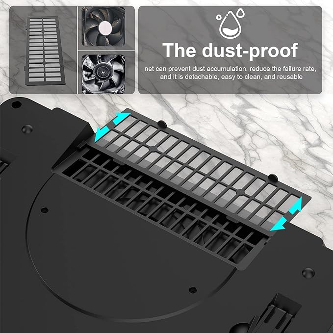 GT500 Powerful Turbo-Fan (5000 RPM) Laptop Cooling Pad with Infinitely Variable Speed,Seal Foam for Rapid Cooling Gaming Laptop,13-17.3inch Laptop Cooler with 3-Port USB Hub