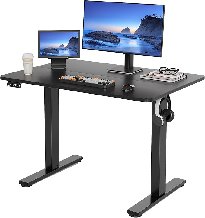 Electric Standing Desk Adjustable Height, 40x24 Inches Sit Stand up Desktop for Home Office, Ergonomic Rising Computer Table with Memory Preset, Black