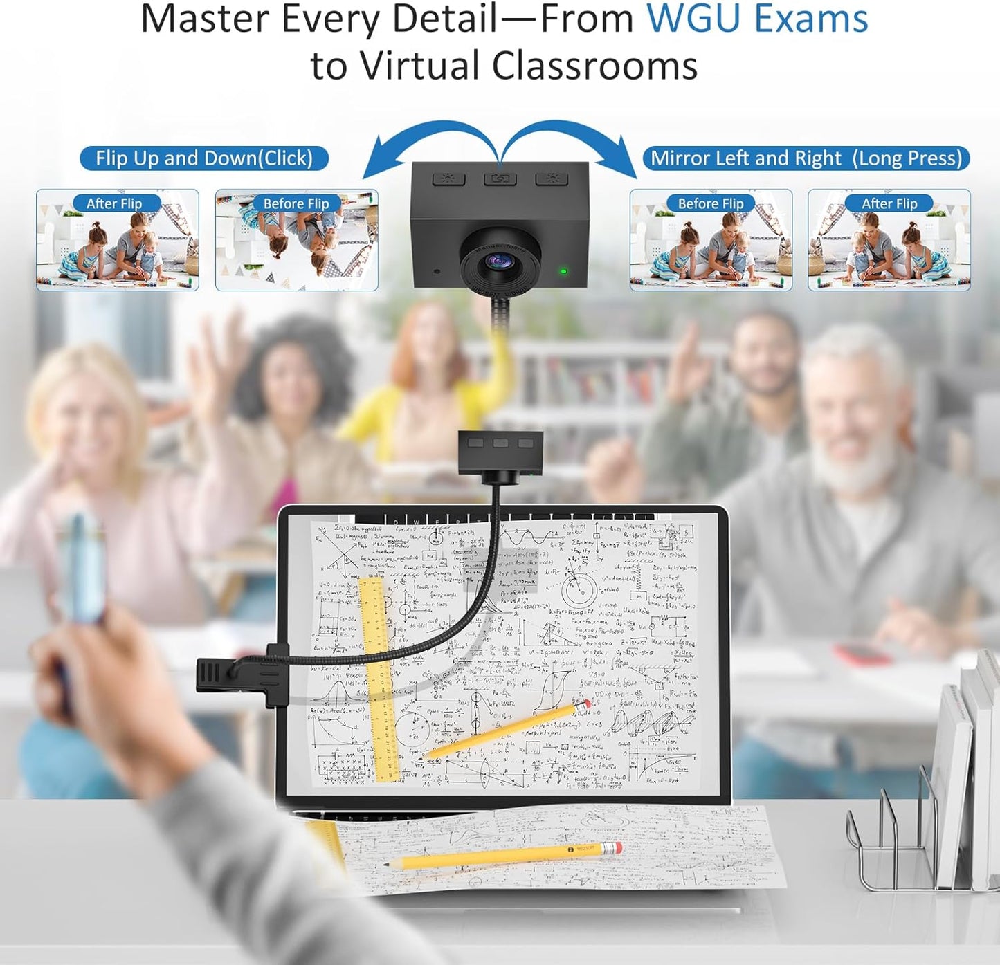 Webcam 1080P for PC, Eye Contact Webcam for Desktop Computer (Grey)