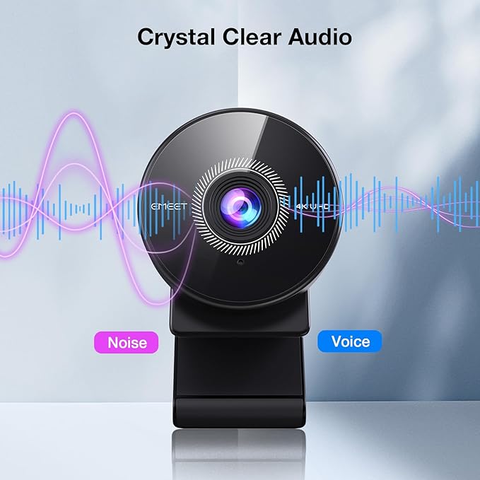 EMEET C950 4K Webcam for PC - 8 Megapixels 4K UHD, PDAF Autofocus, Noise-Canceling Mic, 70° FOV, 1080P@60FPS, Privacy Cover, USB 2.0 Plug&Play, No Tripod Hole, Ideal Webcam for Zoom/Teams/Google Meet