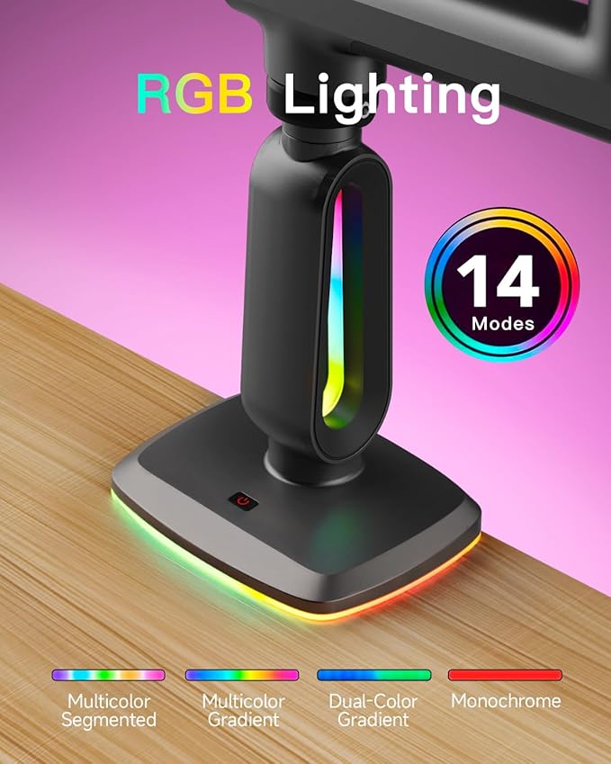 Gaming Monitor Arm for Flat/Ultrawide/Curved Monitors 32 to 60 inch, Heavy Duty Monitor Stand Load up to 20 kg, VESA 75/100 mm Mount G80 (Grey Black)