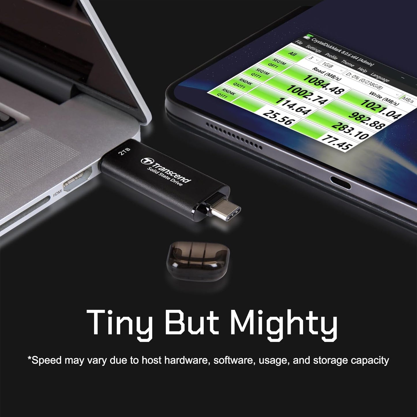 Transcend 512GB External SSD, Up to 1,050MB/s, Dual USB Flash Drive for iPhone&iPad&Mac, Windows&Android, Tablet&PC, Smart TV, USB 3.2 Gen 2 Thumb Drive Photo Stick, 2-in-1 Type C &Type A Memory Stick