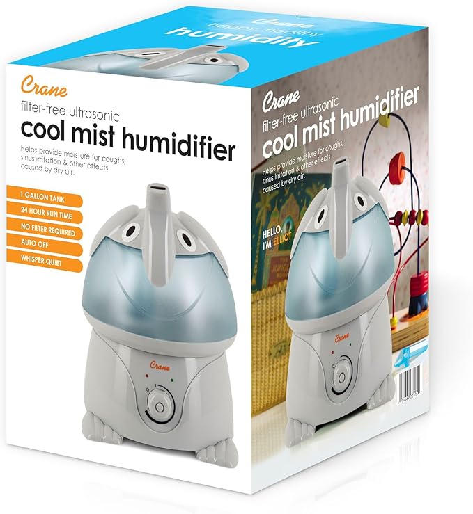 Crane Cute Animal Humidifier for Kids Bedroom and Nursery, Ultrasonic Cool Mist, 1 Gallon, Auto Shut Off, Cool Mist Humidifier