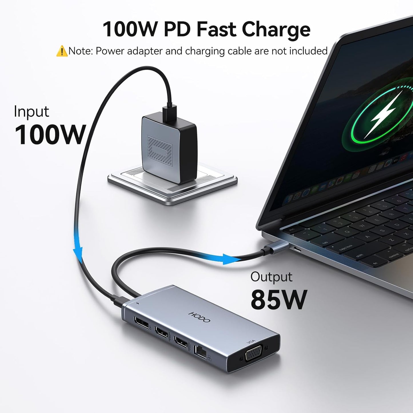 USB C Docking Station Dual Monitor Adapter for Dell HP, Laptop Docking Station 3 Monitors Quad Display USB C Hub Dongle to 2 HDMI,DP,VGA,3 USB,PD,100W PD,Ethernet, 9 in 1 Thunderbolt Dock for Surface
