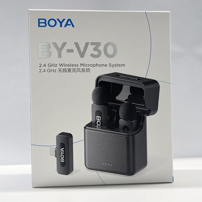 BOYA BY-V30 Wireless Lavalier Microphone,USB Type-C Mini Laple Mics for iPhone16,Android Smartphone,36H Battery,Noise Reduction,328FT Range Clip-on Condenser Mic for YouTube Interview TikTok