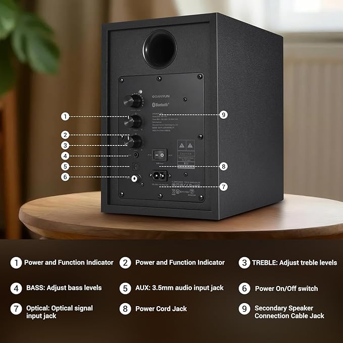 SW205 4" Bookshelf Speakers | Immersive HiFi Audio with Virtual Surround | Flagship DAC/DSP Engine | Geometric Diffusion Cabinet | 80W, Bluetooth 5.4/Optical/AUX Inputs, Wireless Remote, Black