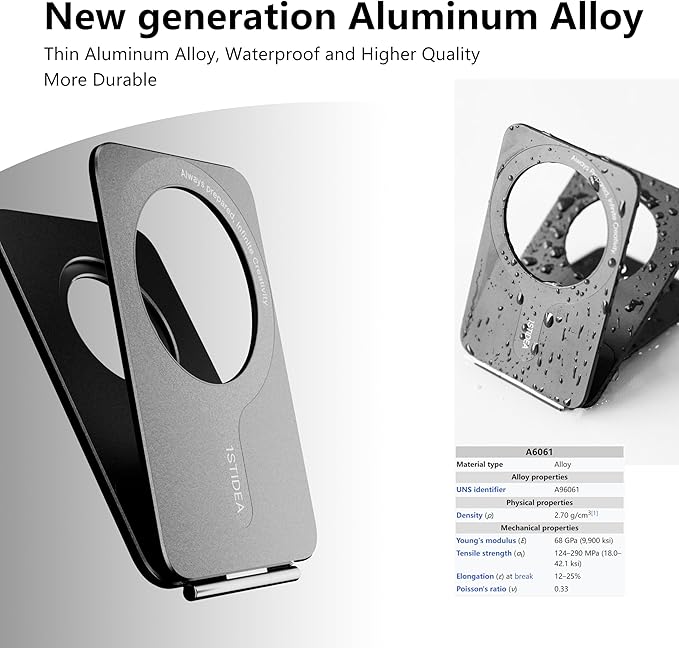 Phone Tripod Stand, Aluminum Alloy Mini Tripod Compatible with Magsafe iPhone 16/15/14/13/12 Series, Foldable Strong Magnetic Phone Stand, Mult-Angle Adjustment Selfie Stick (Mosaic Grey)