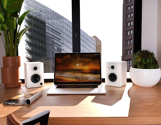 Bluetooth Bookshelf Speakers, 3" Premium Computer Speakers for PC, Laptop & TV – 60W Peak Power, Rich Balanced Sound, Compact Stereo Pair for Home Office & Small Rooms, White