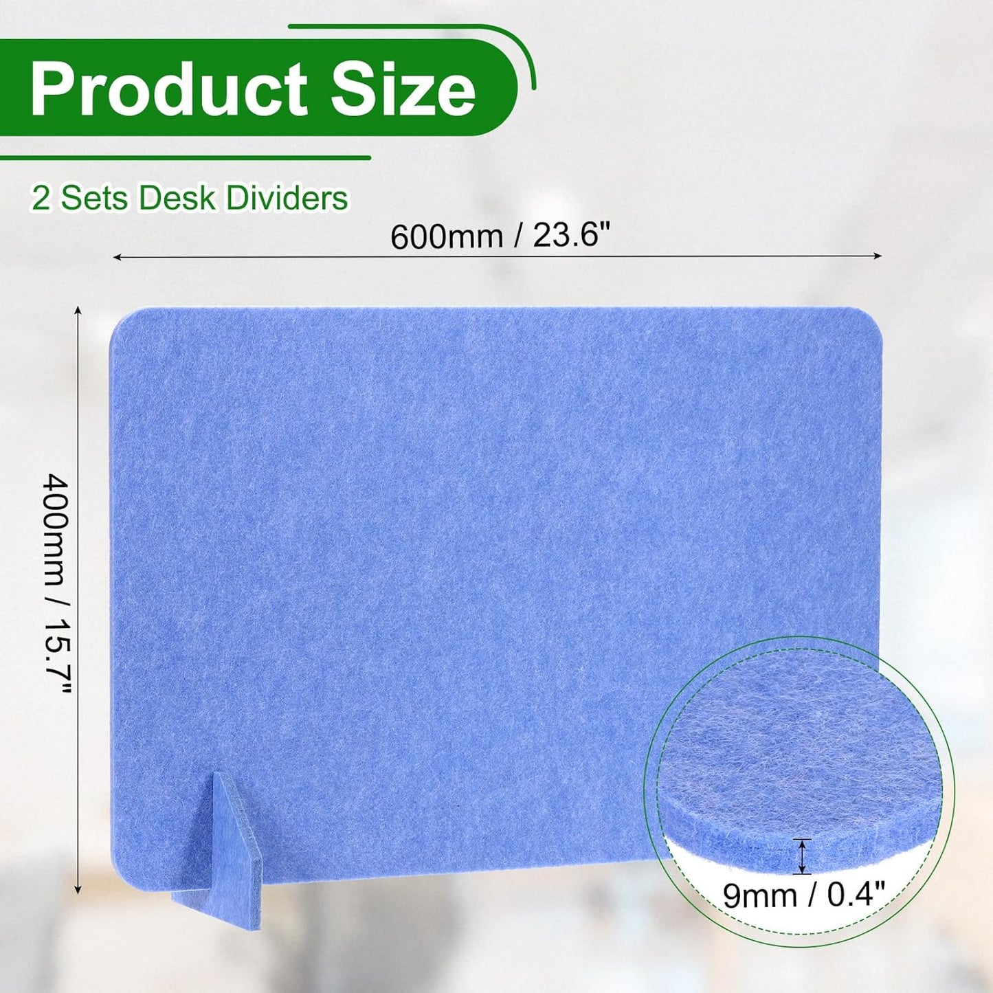 PATIKIL Desk Divider, 2 Set 24 x 16 Inch Acoustic Freestanding Desk Divider Desk Privacy Panel with 4 Pcs Support Feet for Library Office Workstation, Blue