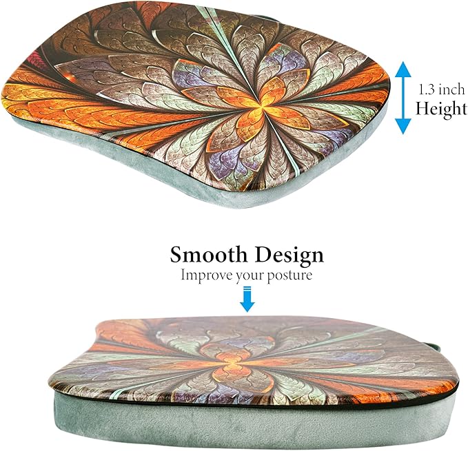 Lap Laptop Desk - Portable Lap Desk with Pillow Cushion, Fits up to 15.6 inch Laptop for Home Office Students Use as Computer Laptop Stand, Book Tablet(1-Orange Flower)