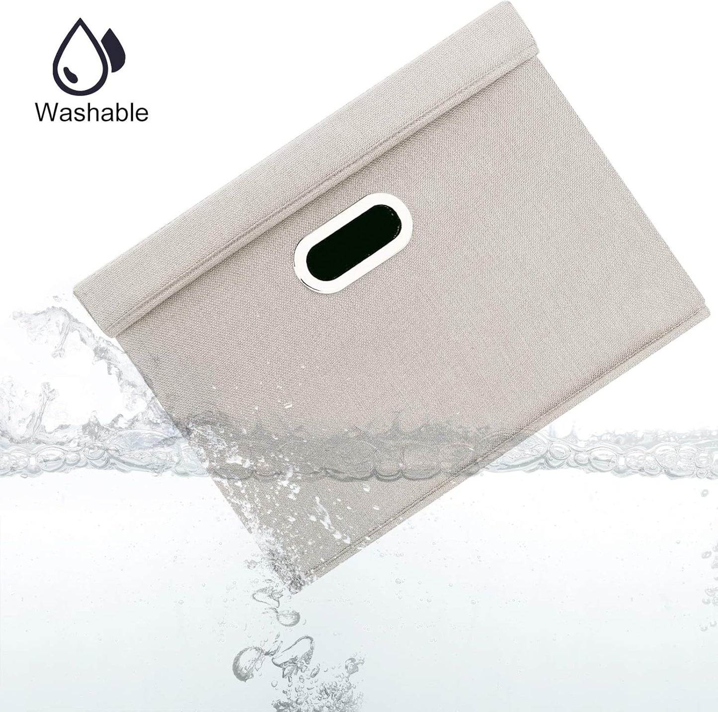 TYEERS Collapsible Storage Bins With Lids, Large Fabric Storage Boxes - 2 Pack - Beige