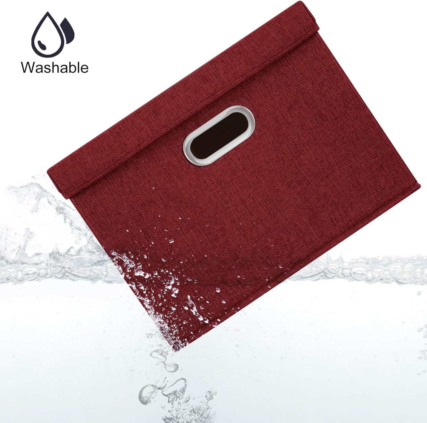 TYEERS Large Collapsible Storage Bins with Lids, Organization Bins for Closet Storage, Clothes Storage, Folding Storage Box with Lids for Home Office Storage - 5 Pack - Red Wine