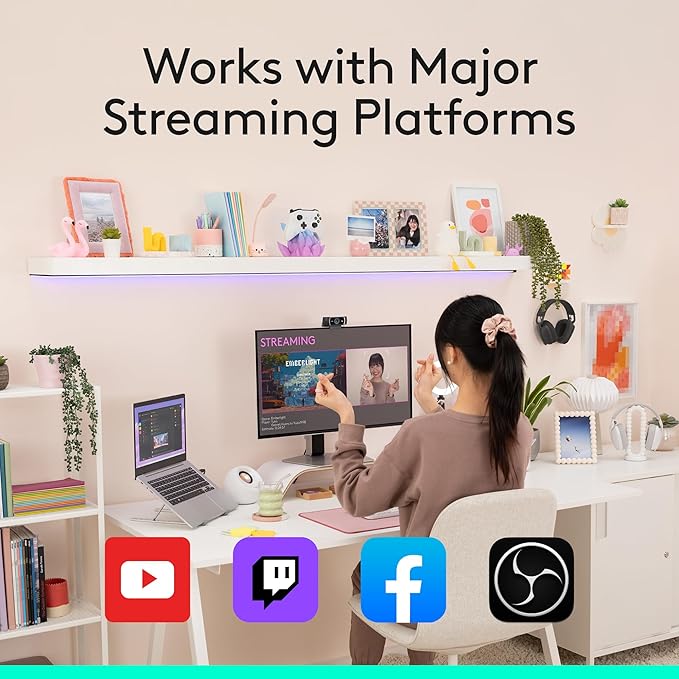 Logitech C922x HD Pro Webcam, Full HD 1080p/60fps Video, Clear Audio, HD Light Correction, PC Camera Webcam, Works with Skype, Zoom, Mac, Tablet - Black