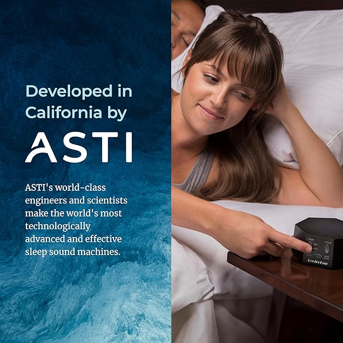 Adaptive Sound Technologies LectroFan Classic White Noise Machine - Global Power Edition with Adaptors for US, UK & EU - 20 Non-Looping Fan & White Noise Variations - Black