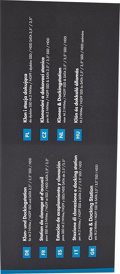 GRAUGEAR M.2 NVMe & SATA SSD/HDD Docking Station, USB-C 10Gbps Clone Station for M.2 PCIe NVMe + SATA 2.5”/3.5” SSD & HDD Converter, Offline Cloning, Tool-Free, Built-in Cooling Fan