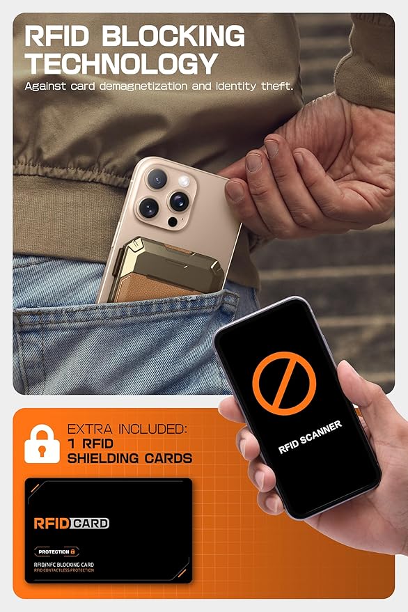 SUPCASE for MagSafe Wallet with Stand, Magnetic Genuine Leather Wallet for Men, [Hold 5 Cards] [Adjustable Stand] [RFID Blocking] Phone Stand Card Holder Tripod for iPhone 16/15/14/13/12 Series, Brown