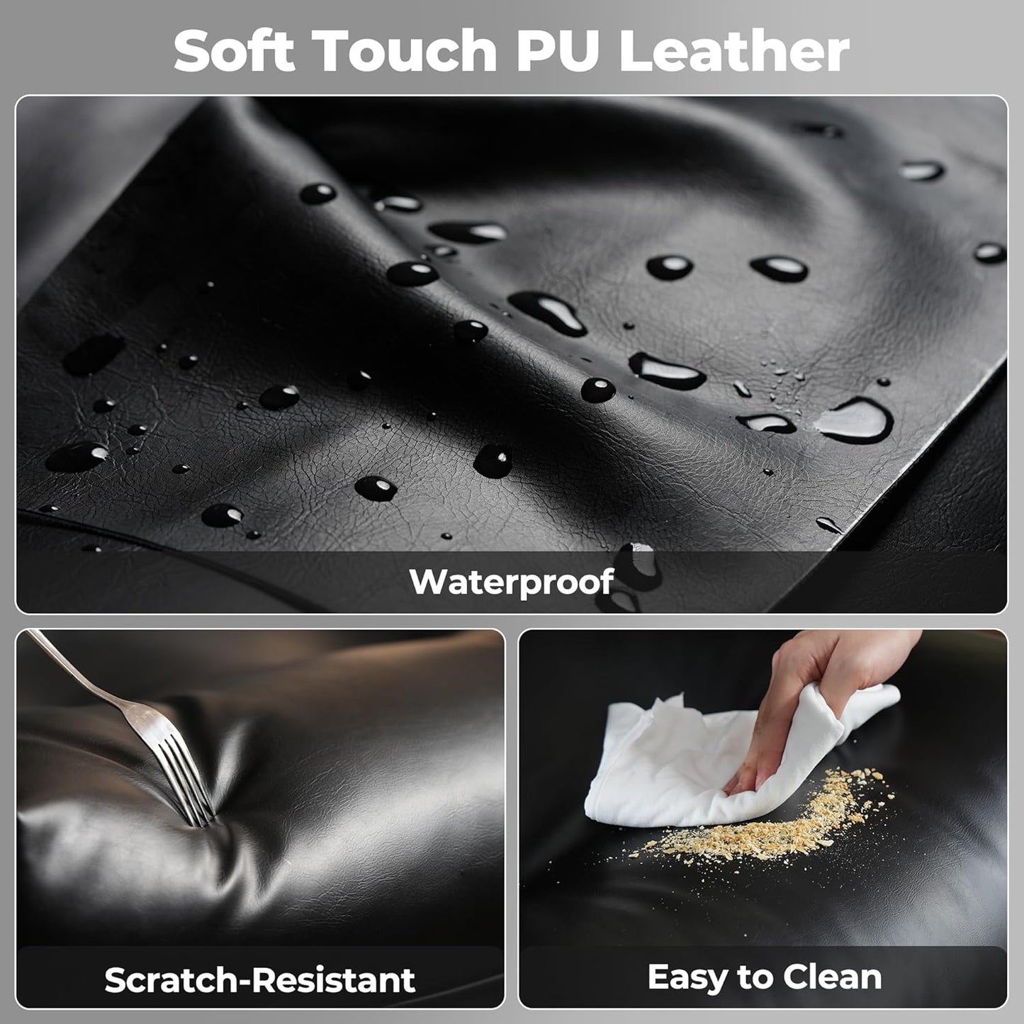 ovios Home Office Chair, Mid-Century Modern Faux PU Leather Chairs with Lumbar Support Comfy Thick Cushion, High Back Ergonomic Swivel Rolling Executive Armchair (Black, PU Leather)