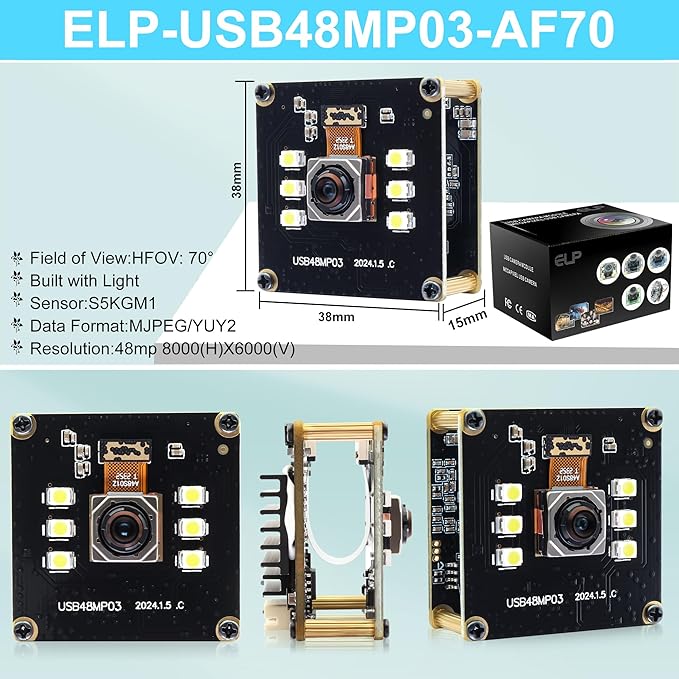 ELP 48MP Autofocus USB Camera with Day & Night Vision - Webcam for Computer & Laser Engraver - Fast Focus - UVC USB2.0
