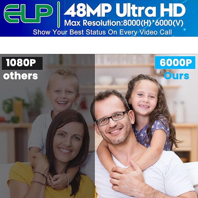 ELP 48MP Autofocus USB Camera with Day & Night Vision - Webcam for Computer & Laser Engraver - Fast Focus - UVC USB2.0
