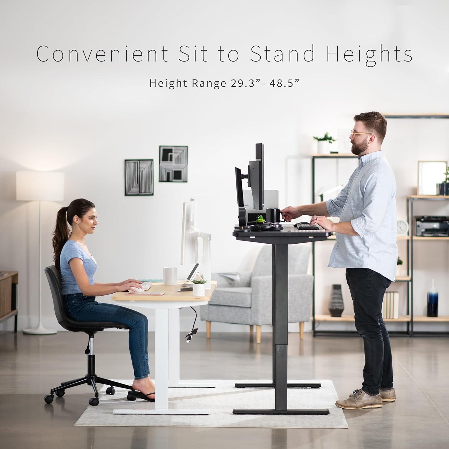 VIVO Electric 60 x 24 in Standing Desk, Memory Height Adjustment, 1B Series, One-Piece Dark Walnut Top, Gray Frame, DESK-KIT-1G6D