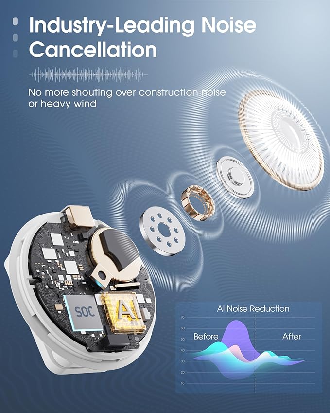 BOYA Omic Wireless Microphone for iPhone/Android with MFi Certified Lightning/USB-C Plug, Noise Reduction, 164ft 30H Battery Life with Charging Case, iPhone Microphone for Video Recording-White