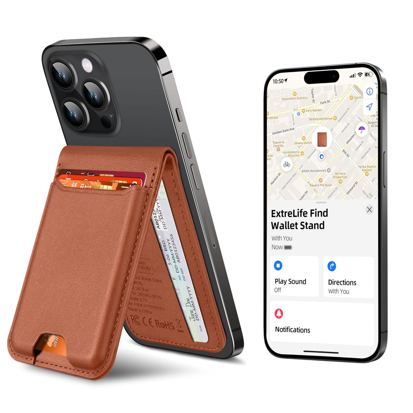 for Magsafe Wallet, Works with Apple Find My, Strongest Magnetic Wallet for iPhone 16/15/14/13/12 Series, for iPhone Walle t with Adjustable Stand, 3 Card Slots, 6 Cards Holder, Vegan Leather, Black