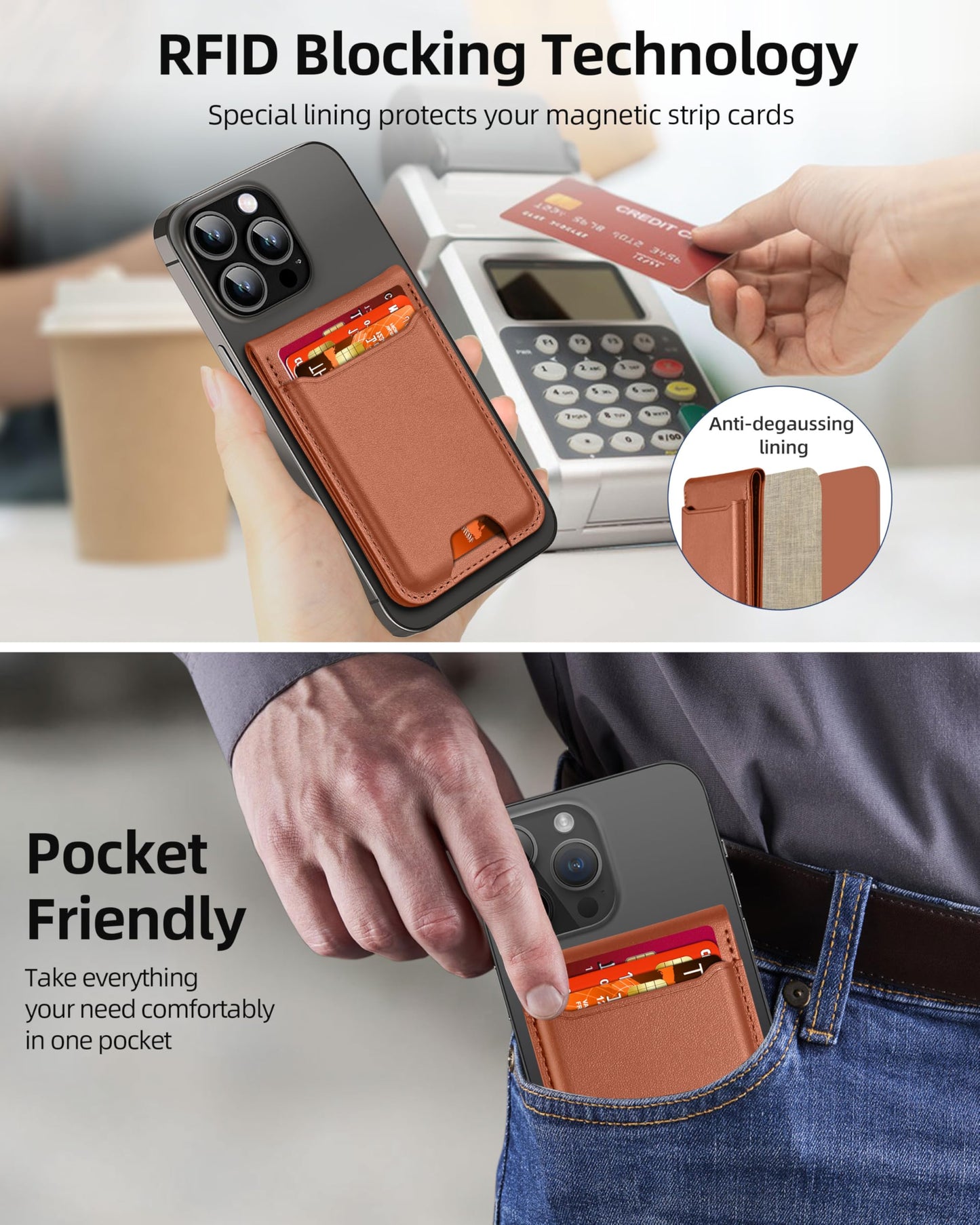 for Magsafe Wallet, Works with Apple Find My, Strongest Magnetic Wallet for iPhone 16/15/14/13/12 Series, for iPhone Walle t with Adjustable Stand, 3 Card Slots, 6 Cards Holder, Vegan Leather, Black