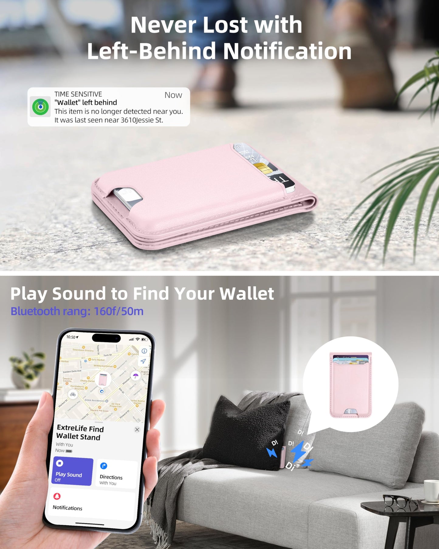 for Magsafe Wallet, Works with Apple Find My, Strongest Magnetic Wallet for iPhone 16/15/14/13/12 Series, for iPhone Walle t with Adjustable Stand, 3 Card Slots, 6 Cards Holder, Vegan Leather, Black