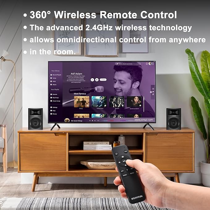 SW205 4" Bookshelf Speakers | Immersive HiFi Audio with Virtual Surround | Flagship DAC/DSP Engine | Geometric Diffusion Cabinet | 80W, Bluetooth 5.4/Optical/AUX Inputs, Wireless Remote, Red