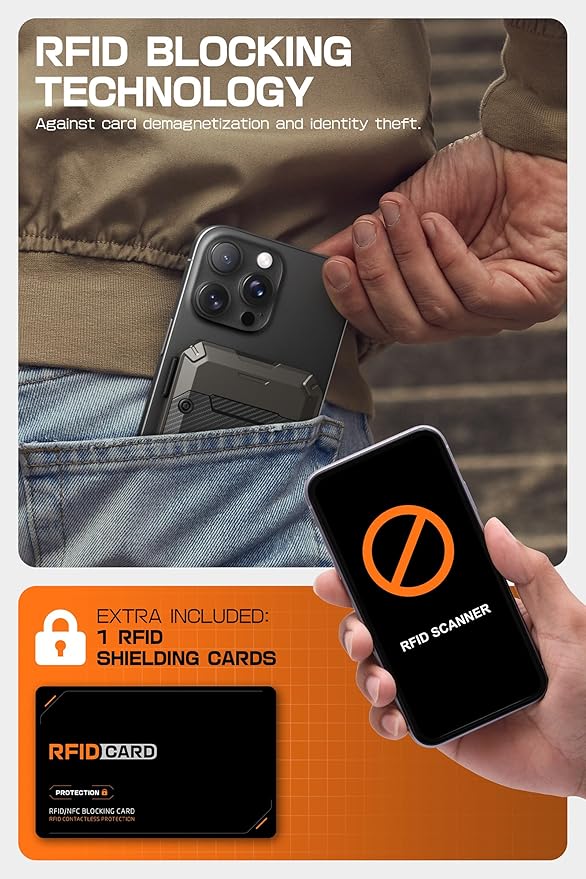 SUPCASE for MagSafe Wallet with Stand, Magnetic Wallet for Men, [Hold 5 Cards] [Adjustable Stand] [RFID Blocking] Phone Stand Credit Card Holder Tripod for iPhone 16/15/14/13/12 Series, Carbon