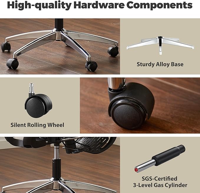 Mesh Ergonomic Office Chair with 6D Armrests,High Back Mesh Gaming Chair with Lumbar Support,Adjustable Seat Depth,3D Headrest,Footrest for Big & Tall