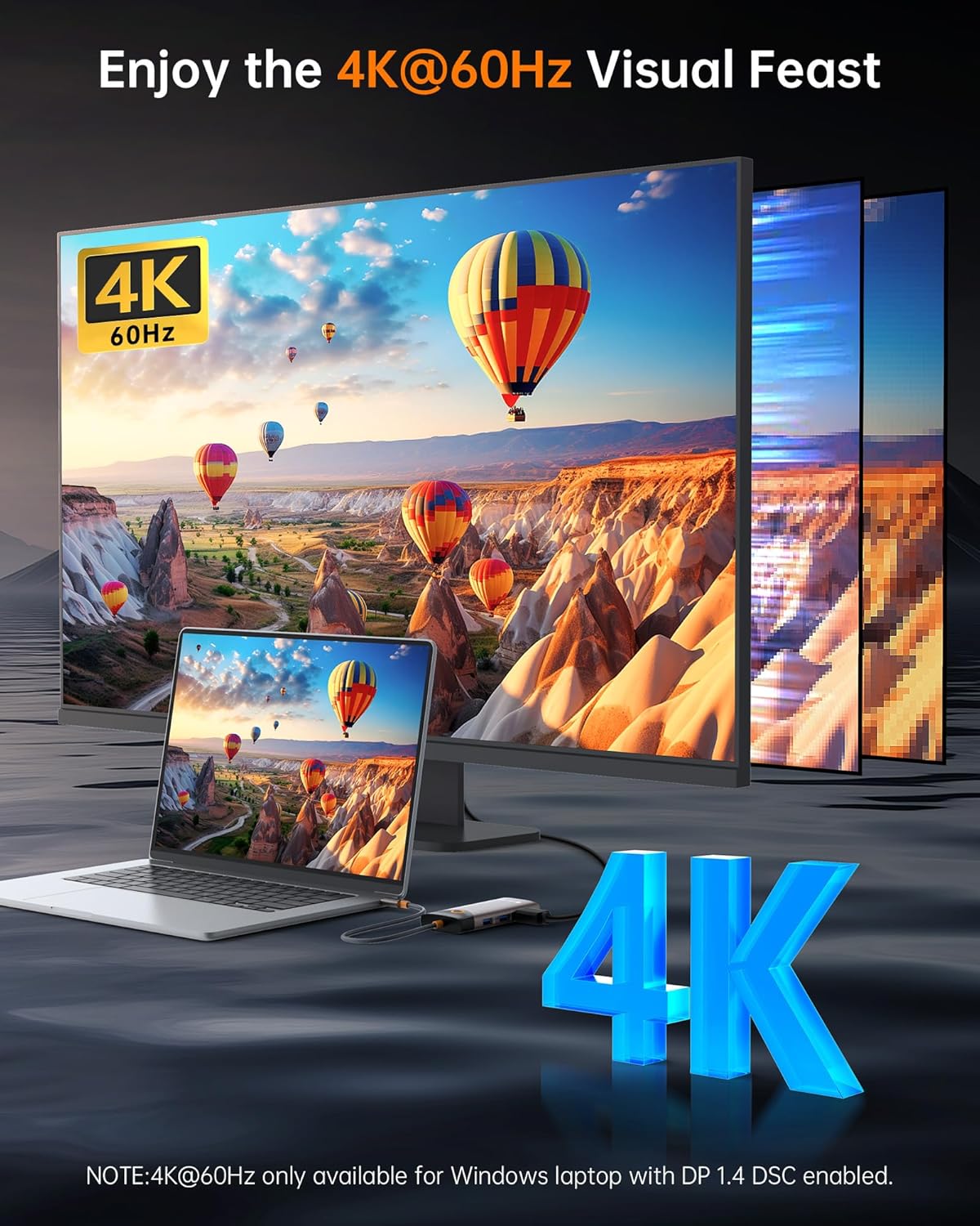 NOVOO USB C Hub Ethernet 4K@60 USB C HDMI Adapter Multiport Type C Adapter, 100W PD, 5Gbps USB-A/C Data Ports Docking Station Compatible for MacBook/iPhone/Dell/HP/Surface