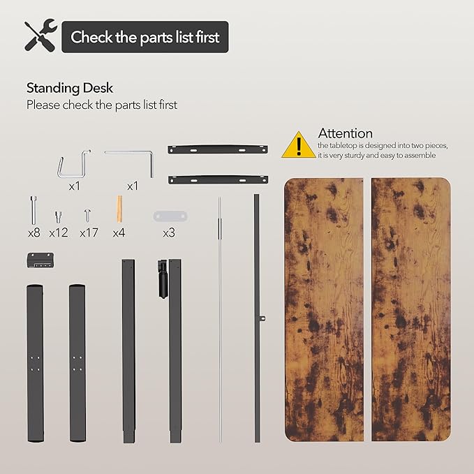 Electric Standing Desk Adjustable Height, 40x24 Inches Sit Stand up Desktop for Home Office, Ergonomic Rising Computer Table with Memory Preset, Rustic Brown