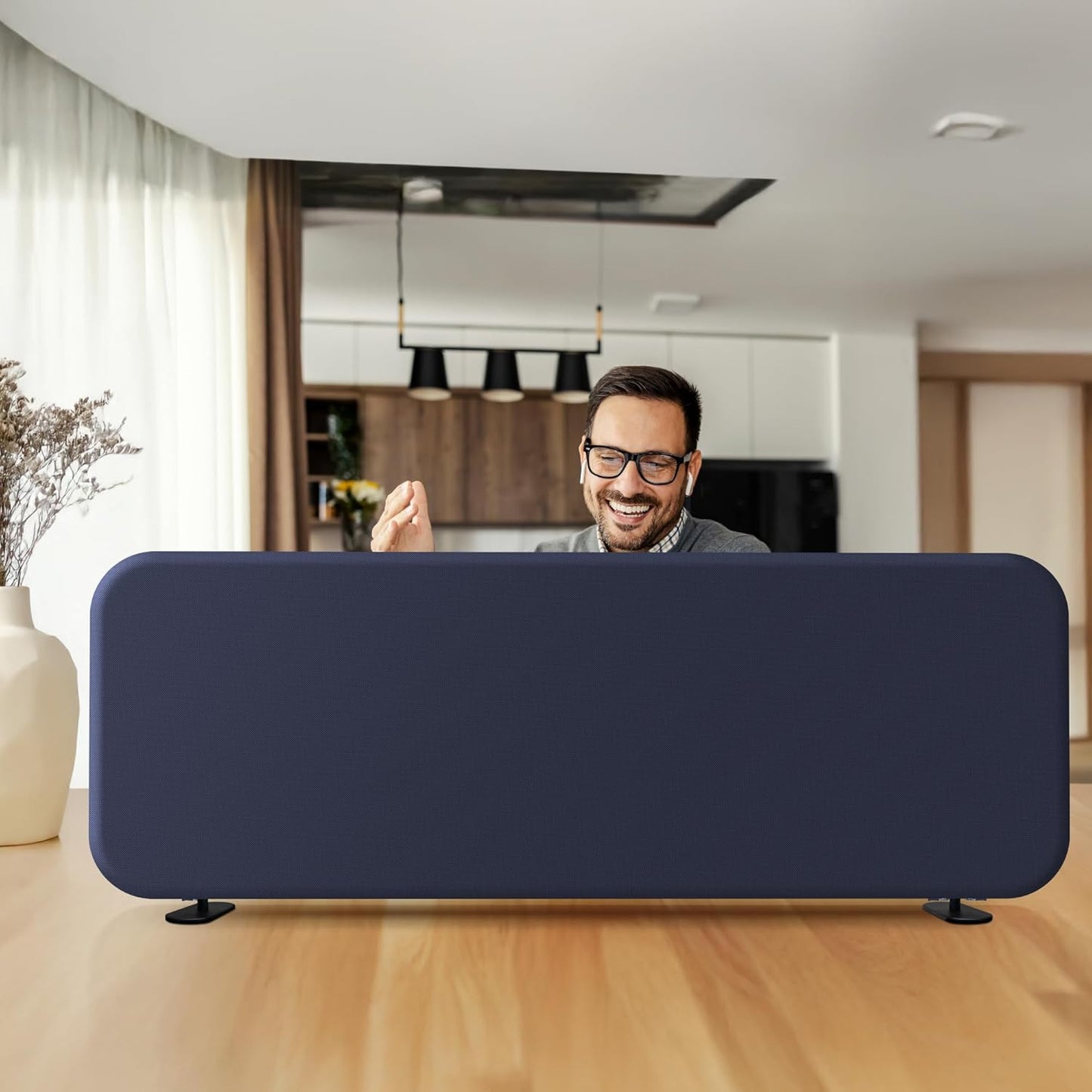 DECOLAB Desk Divider, Portable Desk Privacy Panel Shield for Office, Student, Classroom, Freestanding, Scratch Resistance, 48"x18", Cobalt