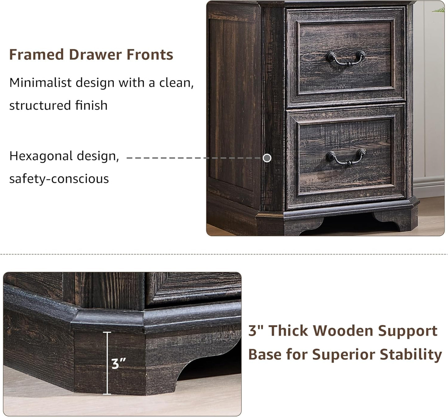 T4TREAM 6-Tier Bookcase with 2 File Drawers, 72" Tall Farmhouse Bookshelf with Storage & Adjustable Shelves, Wooden Floor Standing Display Book Shelf Organizer for Home Office, Dark Rustic Oak