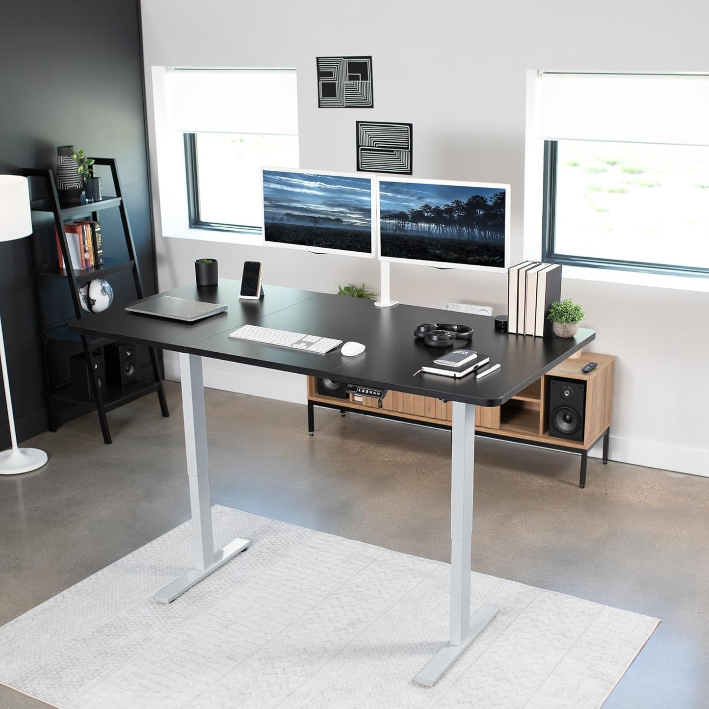 VIVO Electric 71 x 36 in Standing Desk, Memory Height Adjustment, 1B Series, Black Top Gray Frame, DESK-KIT-1G7B-36