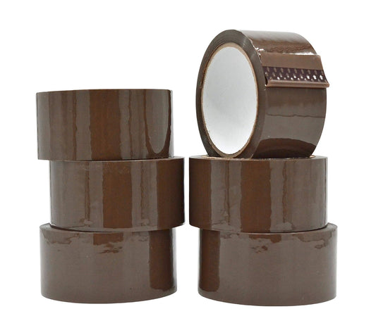 WOD CST20WBA Tan Packing Tape - 2" in. x 60 Yards Per Roll (6 Rolls) - Strong Heavy-Duty Industrial Shipping Box Packaging Tape for Moving, Office, & Storage