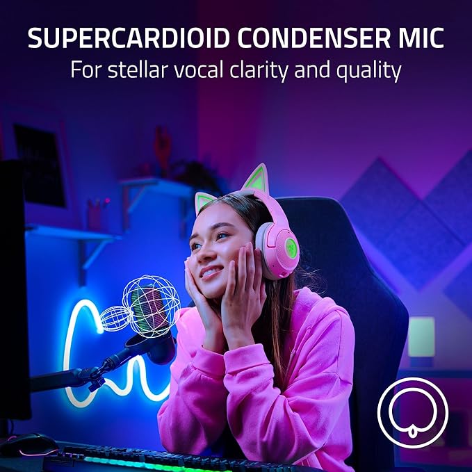 Razer Seiren V3 Chroma RGB USB Microphone: Stream & Game Reactive Lighting - Tap-to-Mute Sensor - Condenser Mic - Digital Gain Limiter & Shock Absorber - PC, Discord, OBS Studio, XSplit - Black