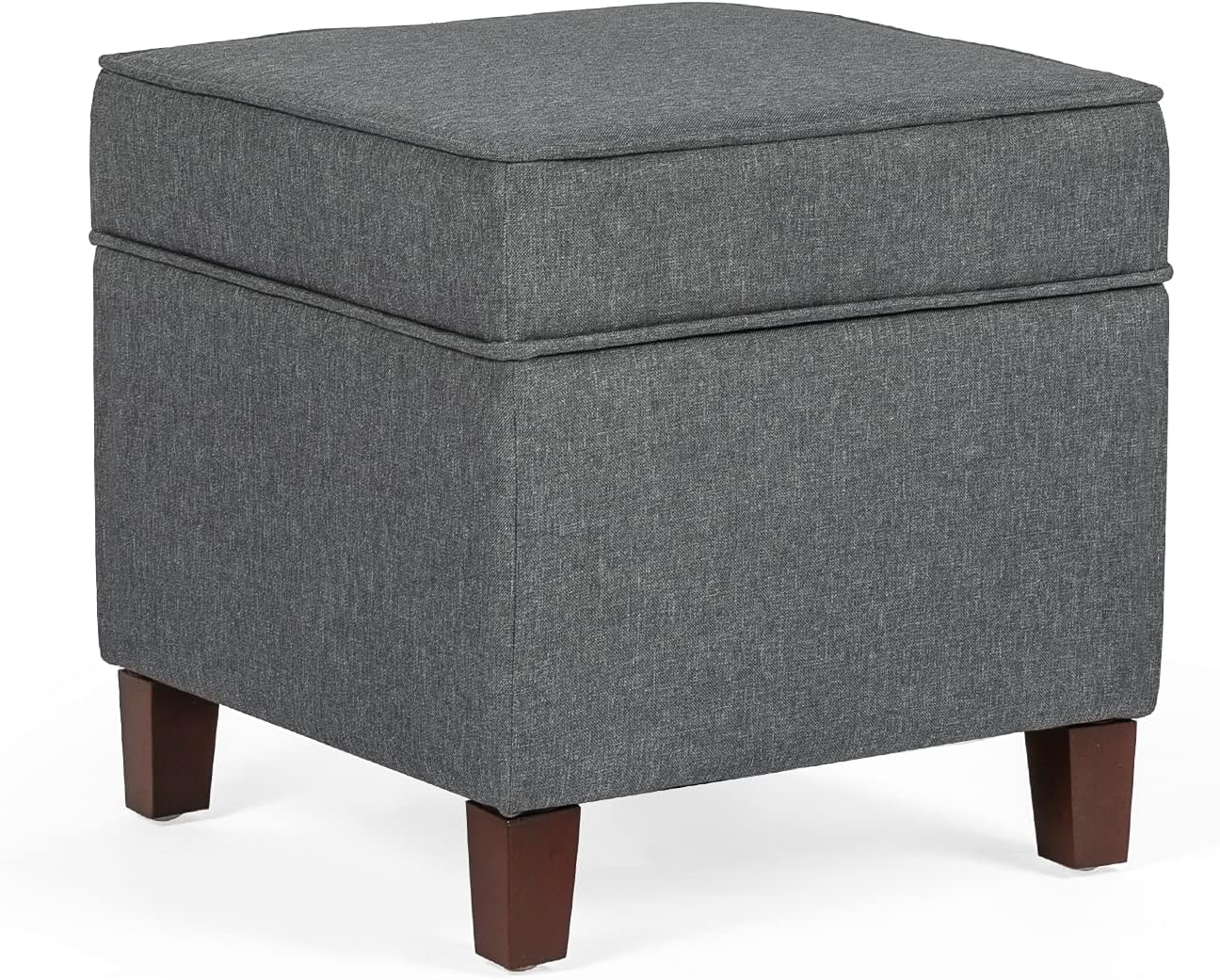 Adeco Chest and Footrest-Square Seat Storage Bench Ottoman, Gray