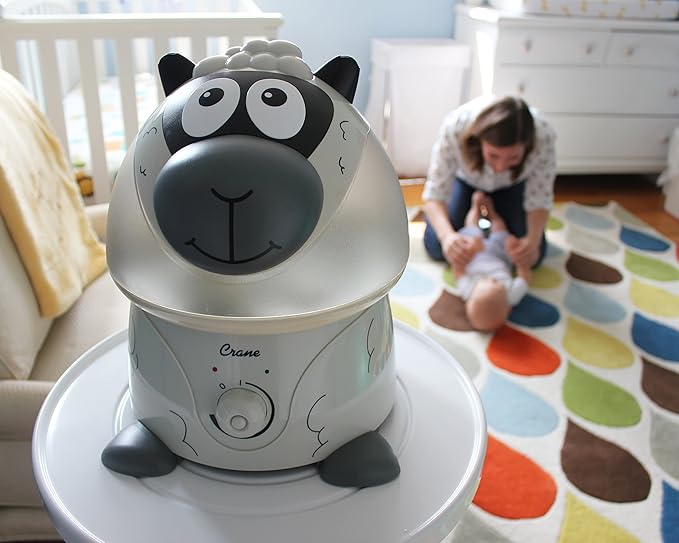 Crane Adorables Ultrasonic Humidifiers for Bedroom and Baby Nursery, 1 Gallon Cool Mist Air Humidifier for Large Room or Kid's Room, Humidifier Filters Optional, Sheep