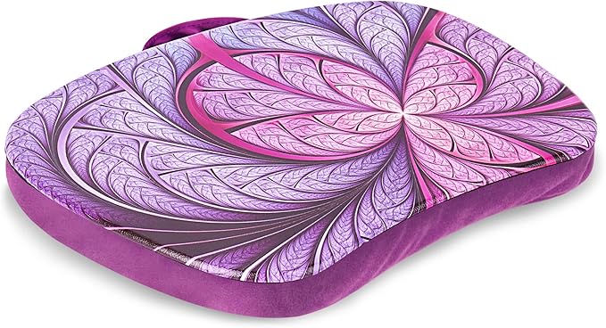 Lap Laptop Desk - Portable Lap Desk with Pillow Cushion, Fits up to 15.6 inch Laptop for Home Office Students Use as Computer Laptop Stand, Book Tablet(1-Purple Flower)