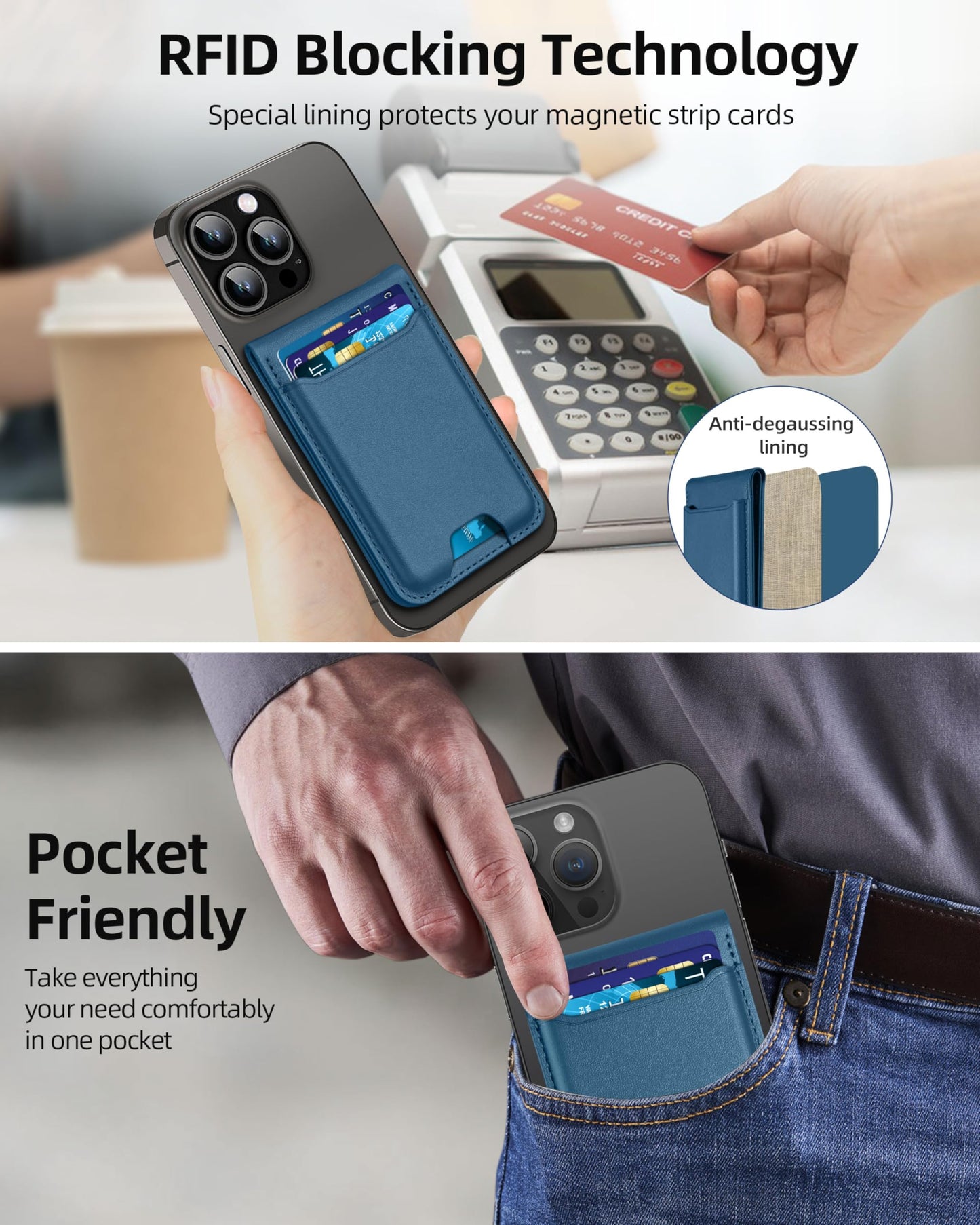 for Magsafe Wallet, Works with Apple Find My, Strongest Magnetic Wallet for iPhone 16/15/14/13/12 Series, for iPhone Walle t with Adjustable Stand, 3 Card Slots, 6 Cards Holder, Vegan Leather, Black