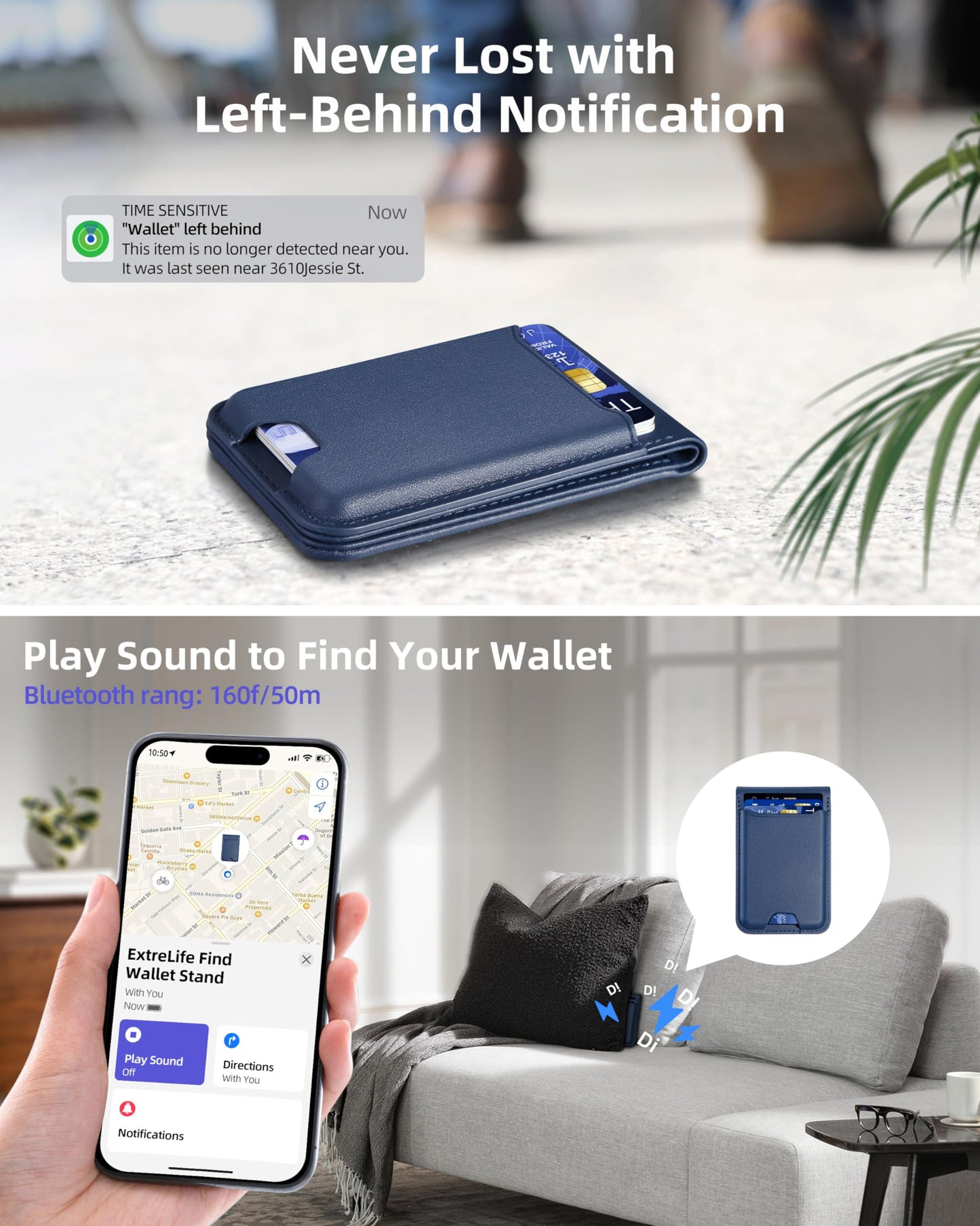 for Magsafe Wallet, Works with Apple Find My, Strongest Magnetic Wallet for iPhone 16/15/14/13/12 Series, for iPhone Walle t with Adjustable Stand, 3 Card Slots, 6 Cards Holder, Vegan Leather, Black