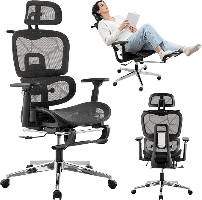 Mesh Ergonomic Office Chair,High Back Mesh Gaming Chair with Lumbar Support,Adjustable Headrest and Armrests for Home Office Desk Chair