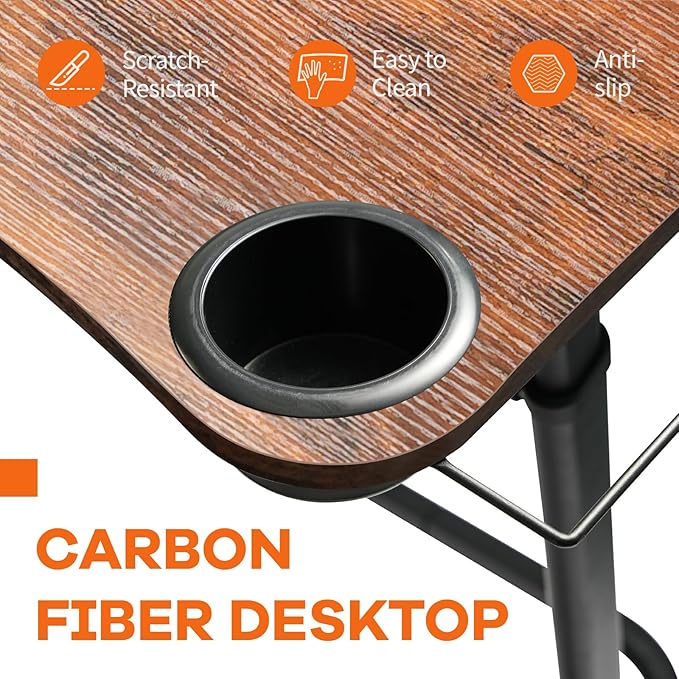 Treadmill Desk, Small Standing Desk for Walking Pad, 30-47 Inch Adjustable Height Walking Pad Stand for Treadmill, Portable Standing Table for Bike and Home Office Work - Brown