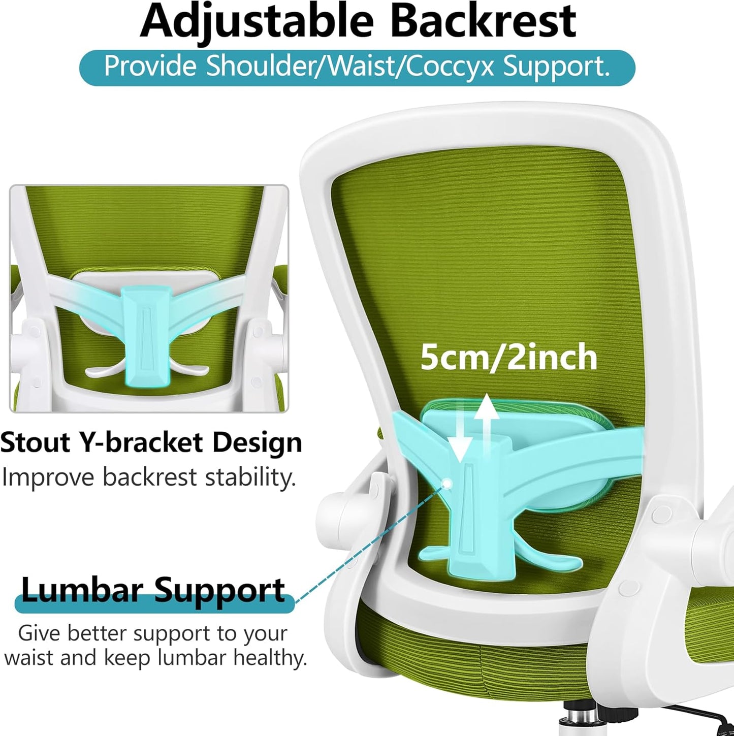 FelixKing Office Chair, Ergonomic Desk Chair Breathable Mesh Chairs with Adjustable High Back Lumbar Support Flip-up Armrests, Executive Swivel Comfy Task Computer Chairs for Home Office Avocado Green