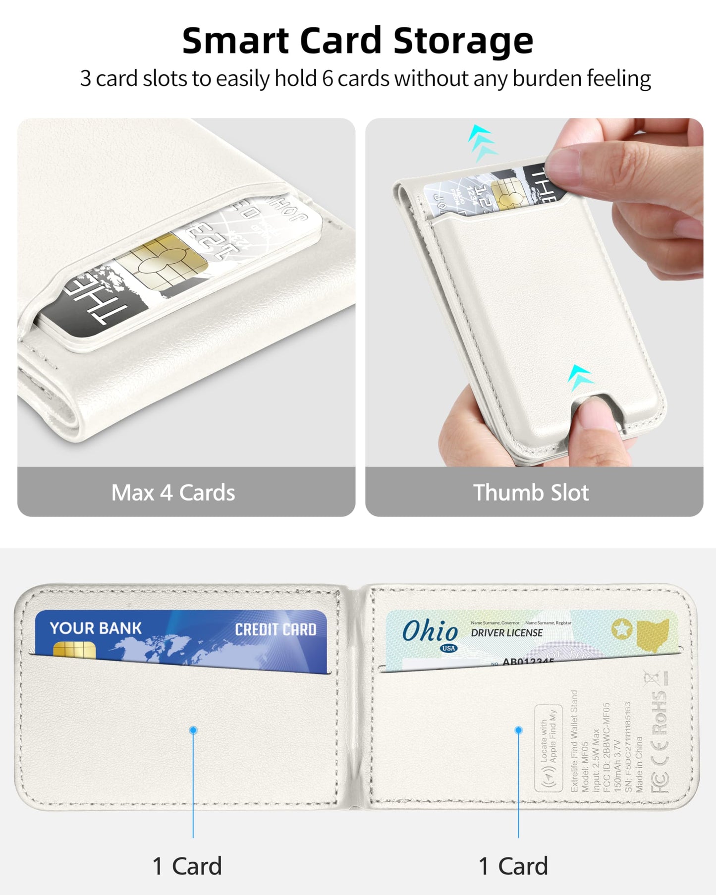 for Magsafe Wallet, Works with Apple Find My, Strongest Magnetic Wallet for iPhone 16/15/14/13/12 Series, for iPhone Walle t with Adjustable Stand, 3 Card Slots, 6 Cards Holder, Vegan Leather, Black