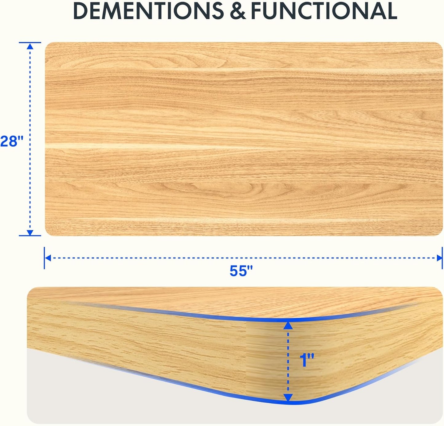 FLEXISPOT EN2 Whole-Piece Standing Desk with Clamp Power Strip, 55 x 28 Electric Stand Up Height Adjustable Desk with Cable Management (White Frame + 55" Maple Top, 2 Packages)